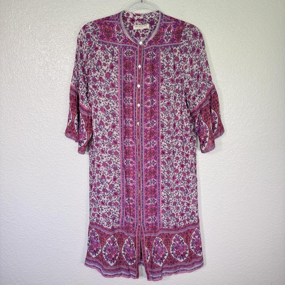 Spell & The Gypsy Collective Womens XS Jasmine Tunic Dress Floral Boho Border